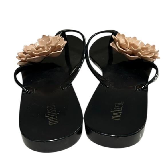 Melissa Flower Jelly Thong Flip Flop Women's 8 Black Pink Summer Vacation Beach - Picture 4 of 7